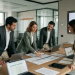empresario analizando gráficos de escalabilidad empresarial y control