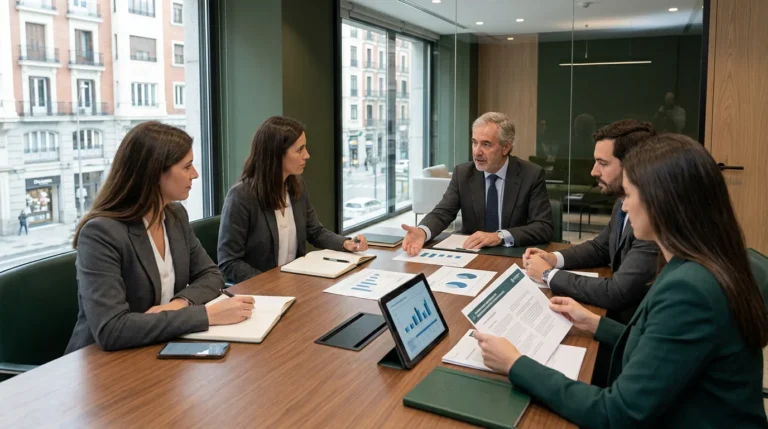 Reunión de un Consejo de Administración profesionalizado analizando estrategias empresariales