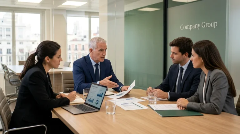 Empresario analizando gráficos de deuda corporativa en proceso de reestructuración